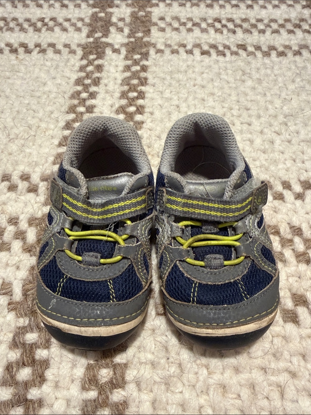 Stride Rite Kids Navy and Gray Athletic Sneakers with Yellow Accents